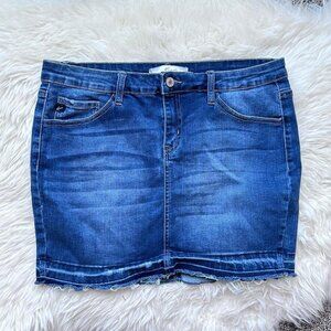 Kancan blue stretchy mini jean skirt